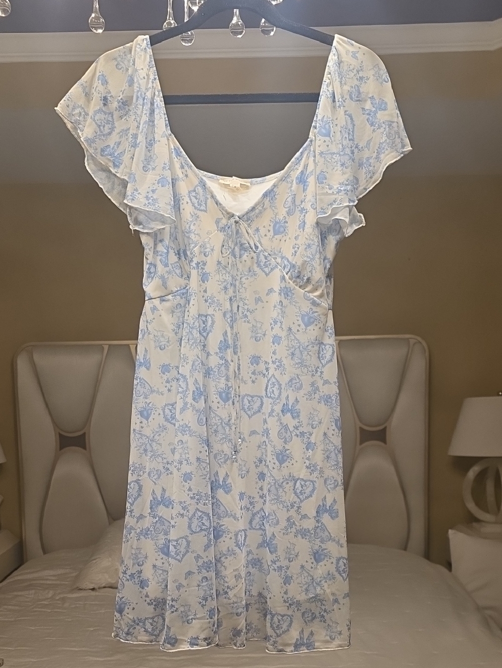 See You Monday White and Light Blue Floral Mini Dress Juniors XL